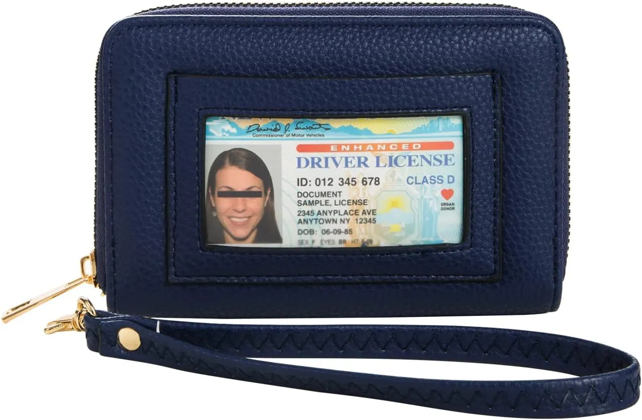 FACAI RFID Credit Card Holder for Women - Small Wallet Women with ID Window - Card Holder Wallet Navy