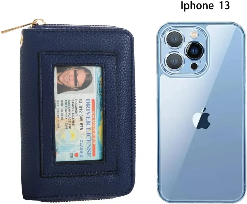 FACAI RFID Credit Card Holder for Women - Small Wallet Women with ID Window - Card Holder Wallet Navy