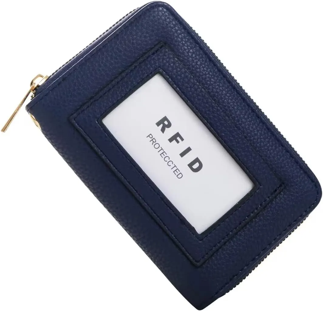 FACAI RFID Credit Card Holder for Women - Small Wallet Women with ID Window - Card Holder Wallet Navy