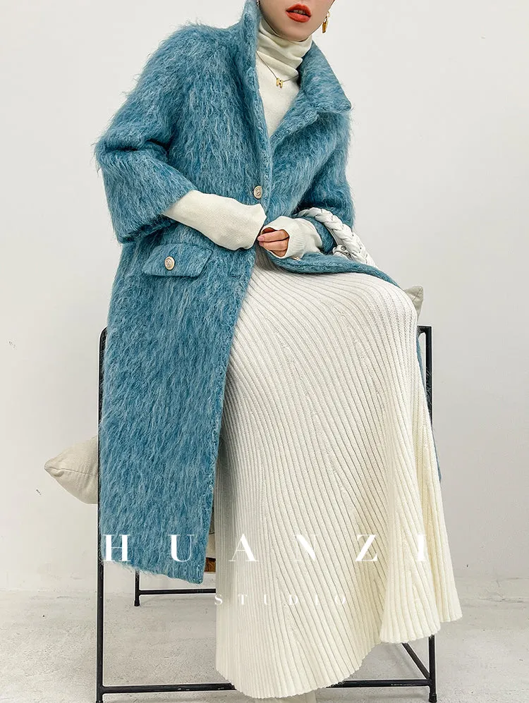 Huanzi custom high-luxury retro French medieval smohair woolen coat suit jacket -Waeo Ash