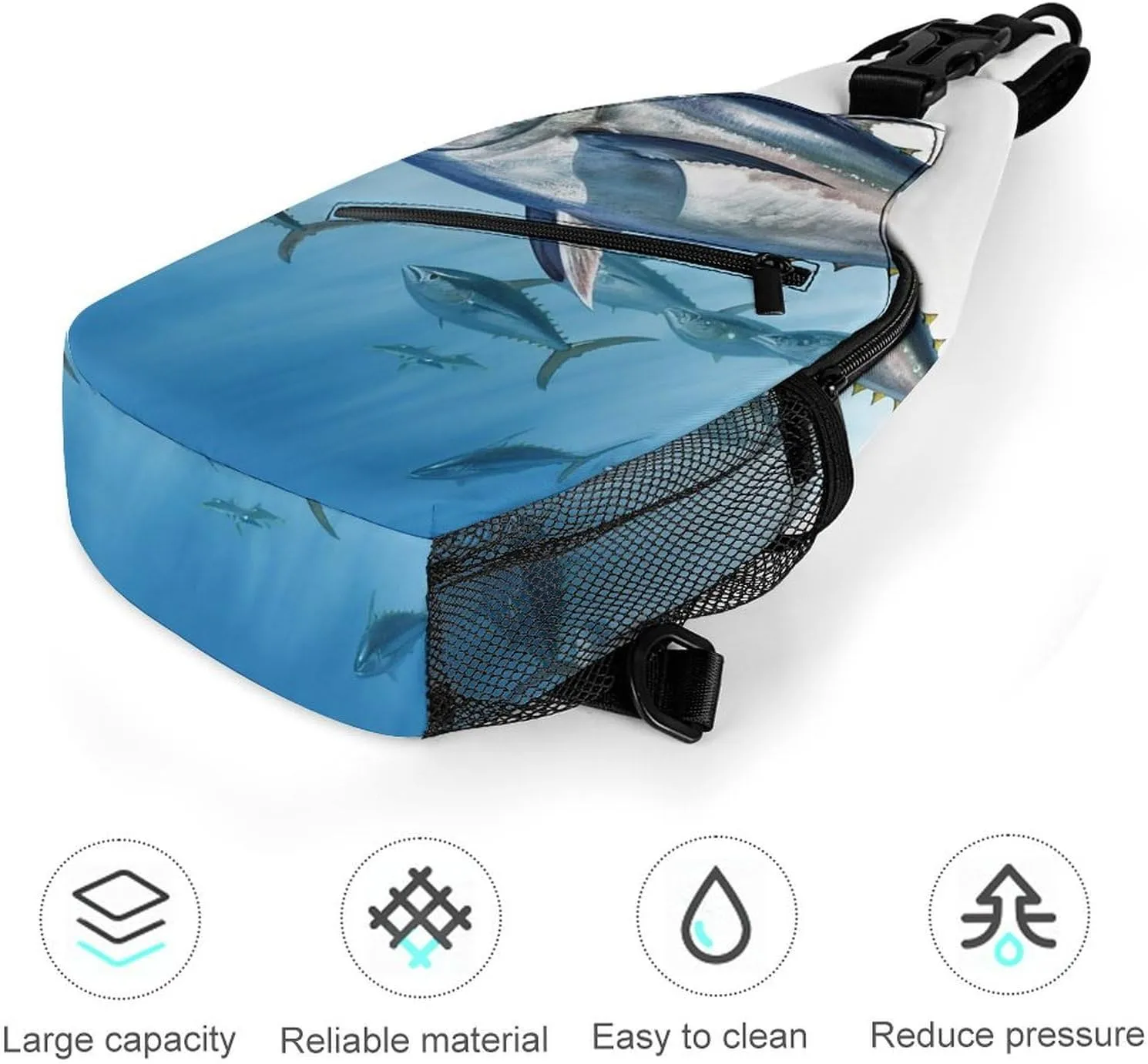 Lightweight Chest Bag Crossbody Bag Bluefin Tuna Thunnus Sling Backpack for Women Men Sports Travel