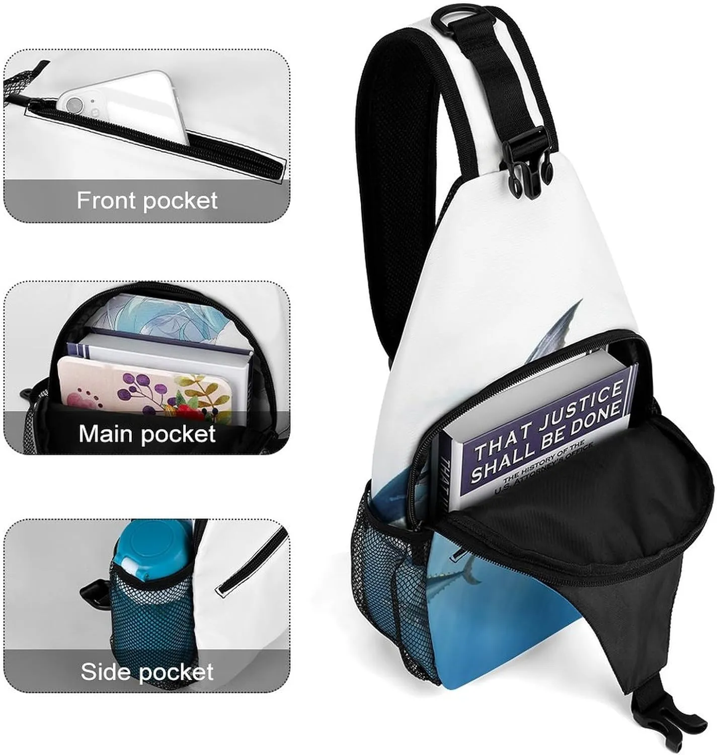 Lightweight Chest Bag Crossbody Bag Bluefin Tuna Thunnus Sling Backpack for Women Men Sports Travel