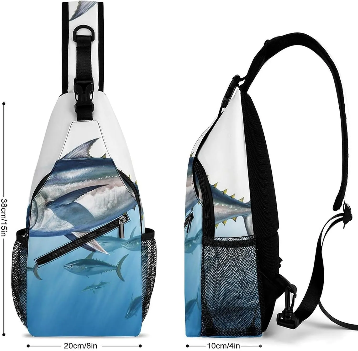 Lightweight Chest Bag Crossbody Bag Bluefin Tuna Thunnus Sling Backpack for Women Men Sports Travel