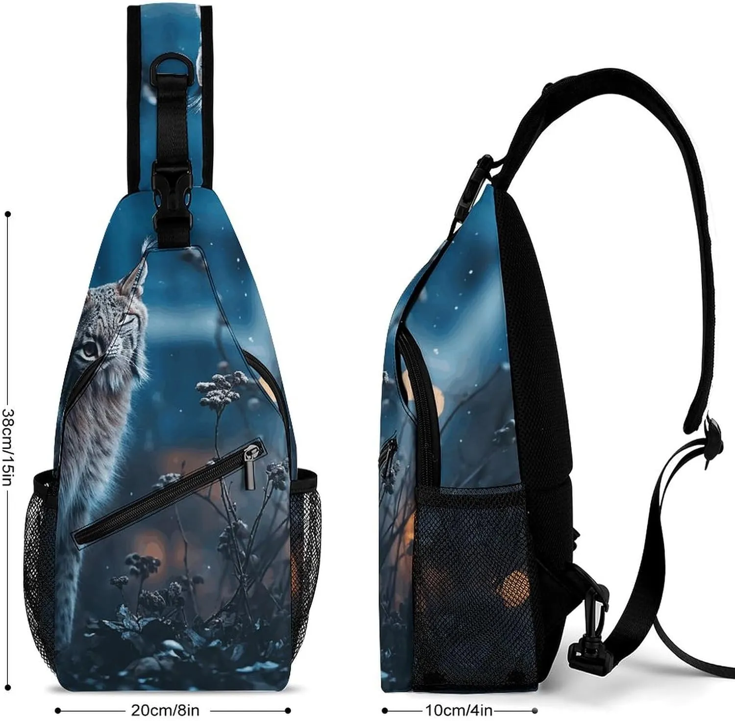Lightweight Chest Bag Crossbody Bag Female Lynx Sling Backpack for Women Men Sports Travel