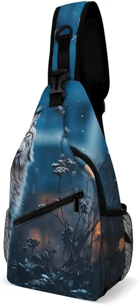 Lightweight Chest Bag Crossbody Bag Female Lynx Sling Backpack for Women Men Sports Travel
