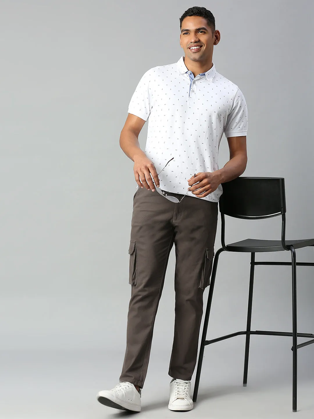 Men's Tapered Fit Cotton Cargo (Dark Grey)