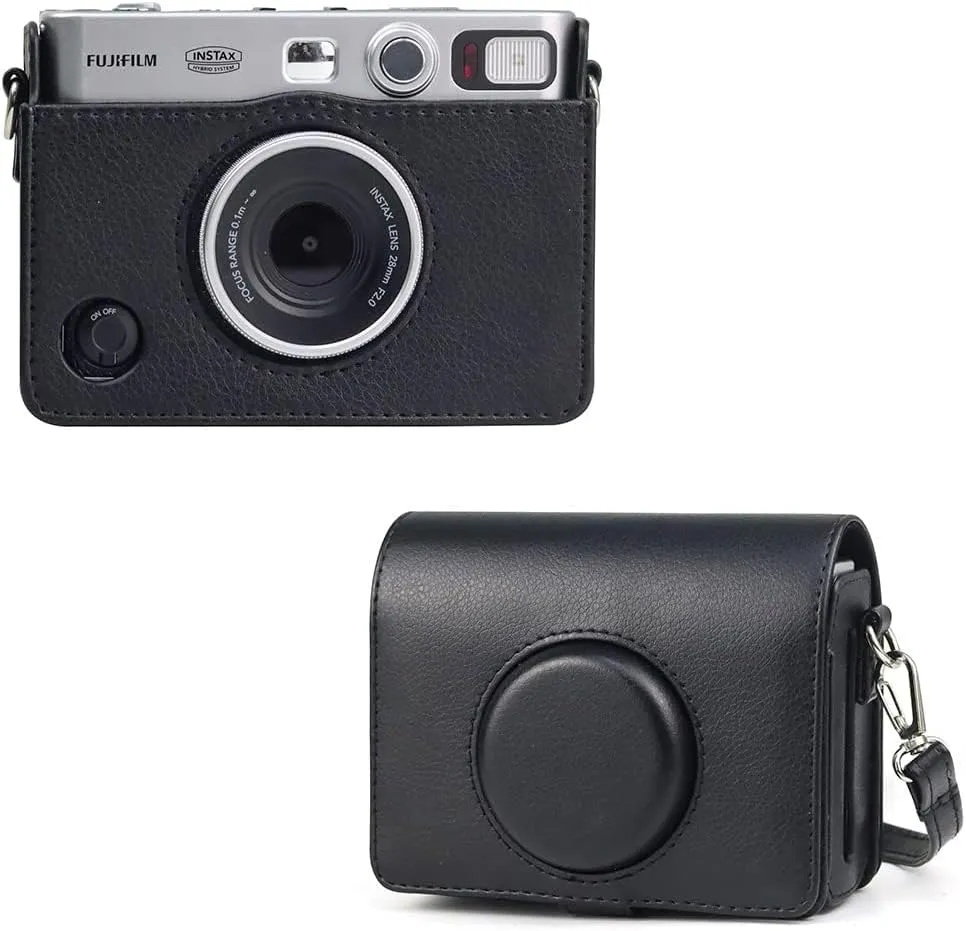 Mini EVO Protective Case for Fujifilm Instax Mini EVO Hybrid Instant Camera Case, Mini PU Leather Bag Cover with Removable Shoulder Strap (Black)