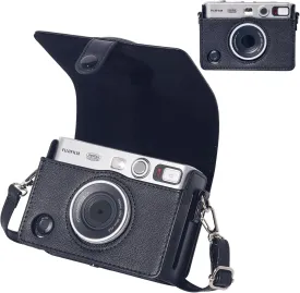 Mini EVO Protective Case for Fujifilm Instax Mini EVO Hybrid Instant Camera Case, Mini PU Leather Bag Cover with Removable Shoulder Strap (Black)