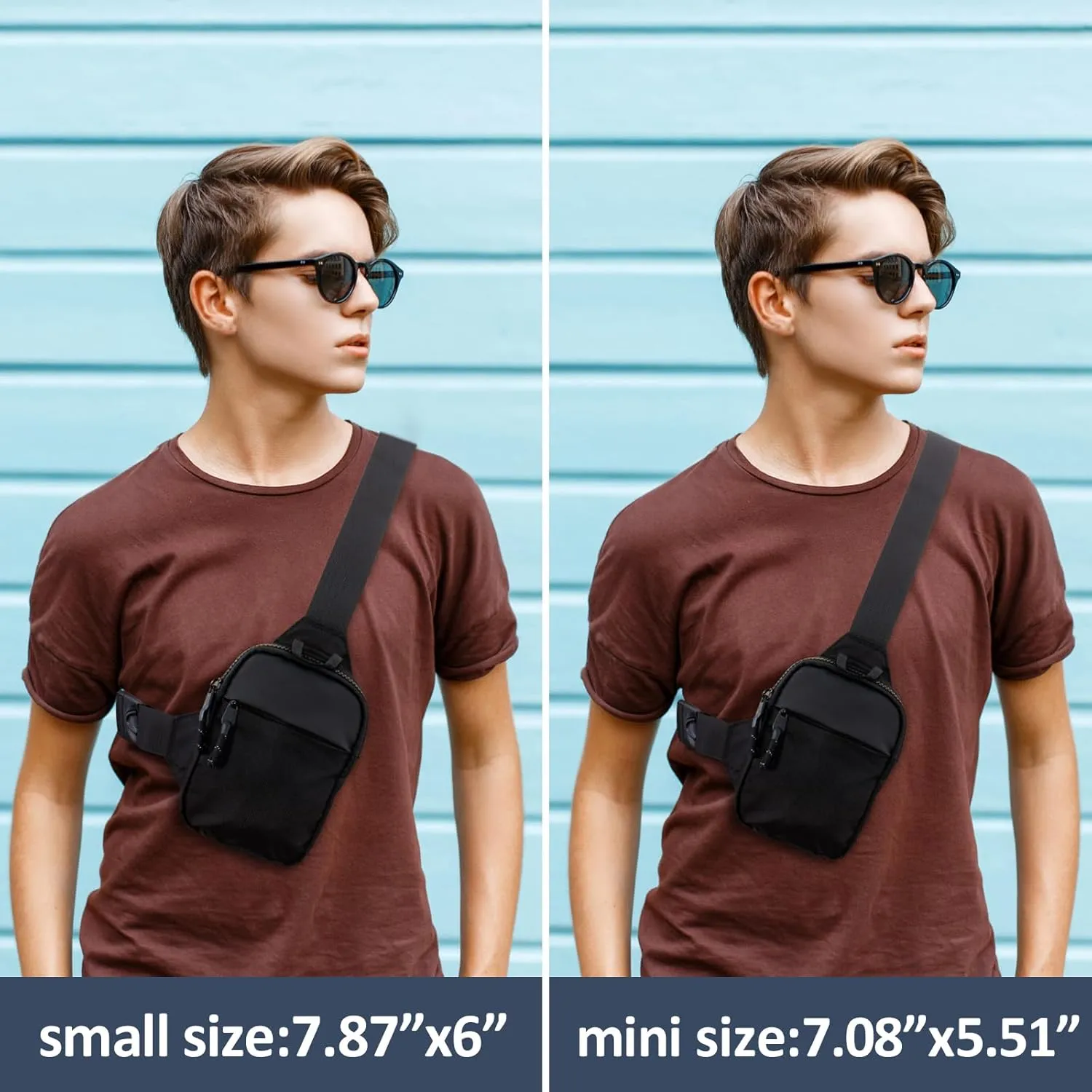 Peicees Mini Sling Bag Crossbody Chest Bag For Men Women Small Belt Purse Phone Holder For Running Workout Travel Waterproof