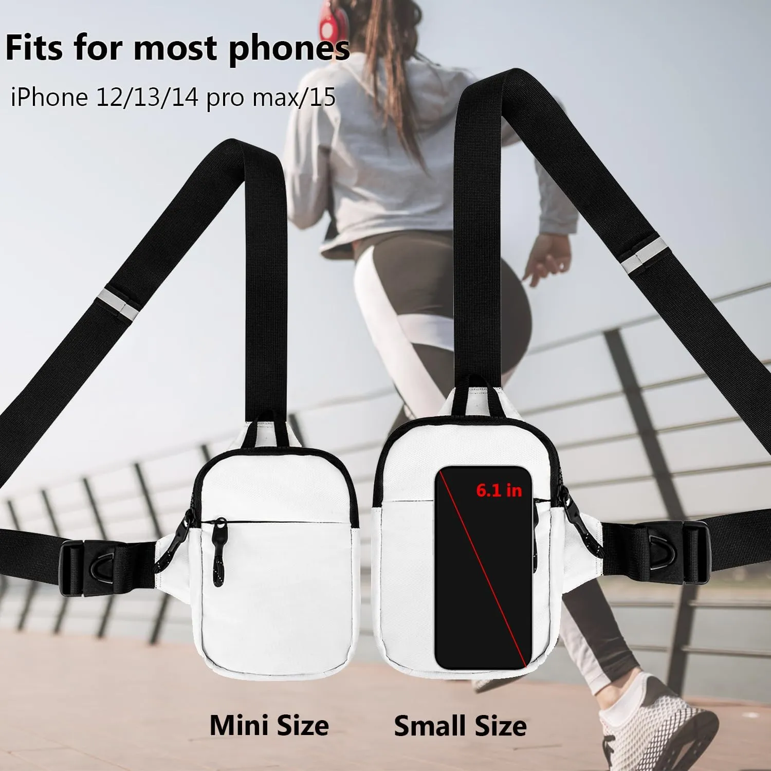 Peicees Mini Sling Bag Crossbody Chest Bag For Men Women Small Belt Purse Phone Holder For Running Workout Travel Waterproof