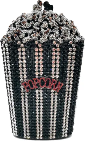 Popcorn Crystal Clutch Bag Women Novelty Evening Handbags Bridal Party Dinner Rhinestone Clutch Purse Wedding Bag,Mini