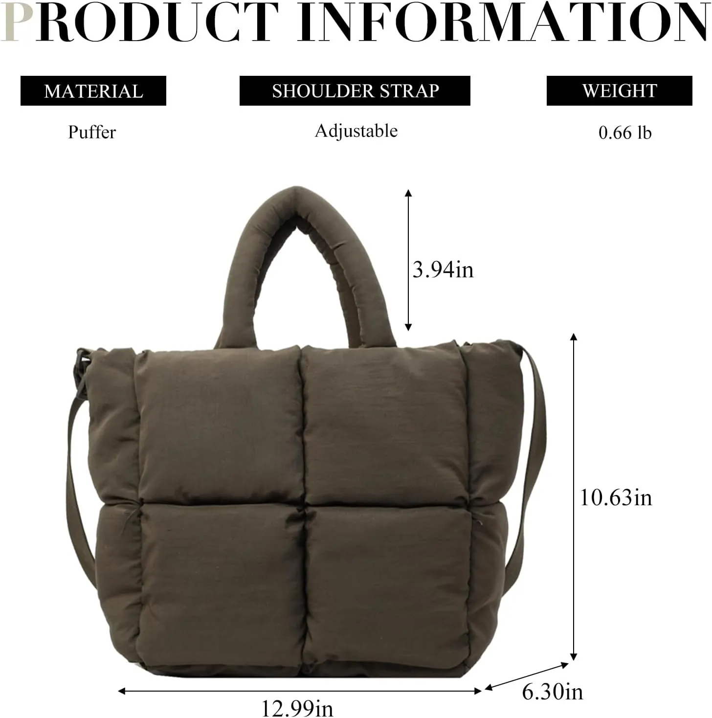 Puffer Tote Bag Lightweight Down Cotton Padded Puffy Purse Quilted Puff Crossbody Bags for Women