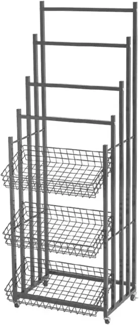 Retail Display Racks, Convenience Store Standing Shelf Units, Rain Gear Organizer, Multifunctional Bakery Bags Sock Belt Storage Hanger, Food Service(Black-60x45x170CM