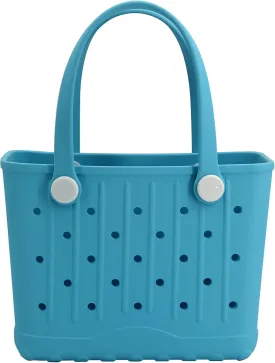 Rubber Tote Bag Small Beach Bag Waterproof Travel Bags Washable Tote Portable Open Handbag for Sports Beach Boat Outdoor