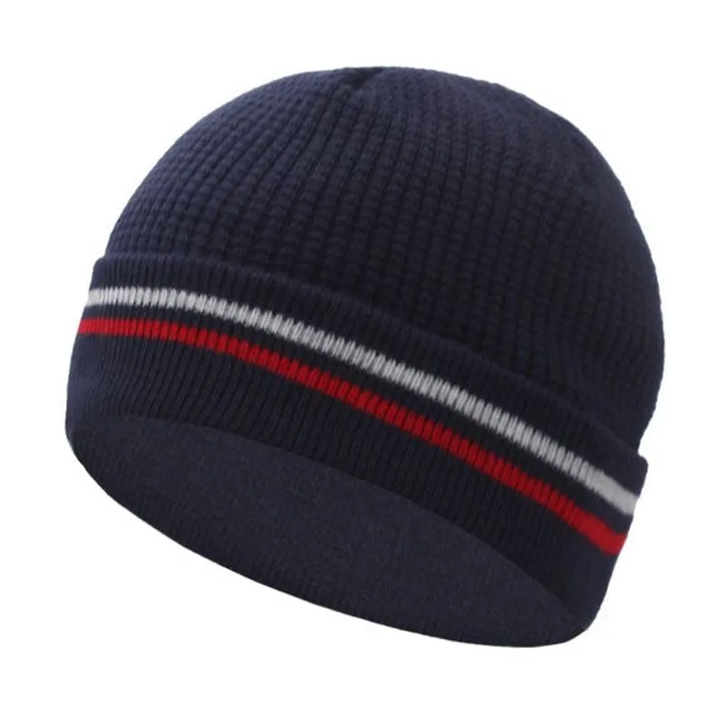 Striped Knit Hat Beanie