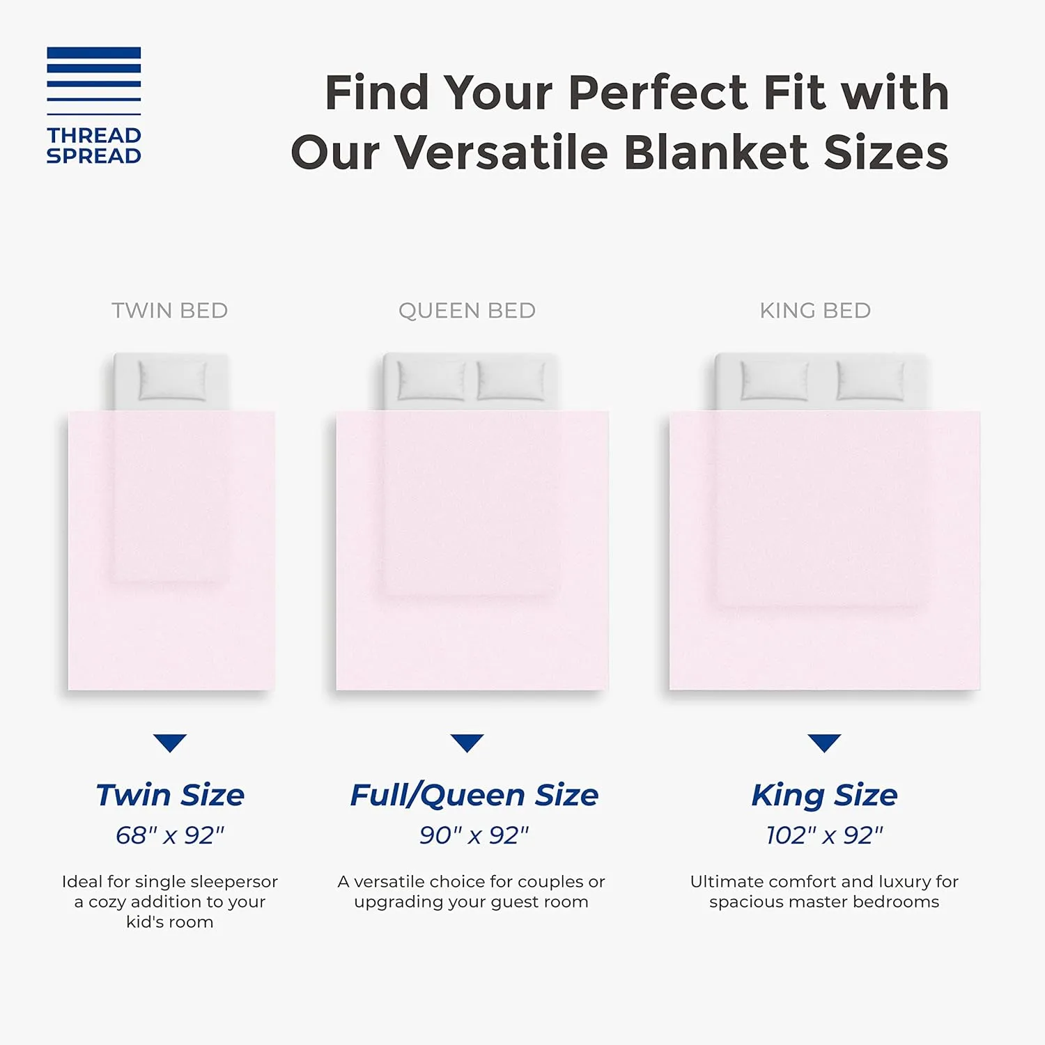 THREAD SPREAD Organic GOTS Cotton Blanket, King/Cal King - 350GSM, Oversized Antistatic, Fuzzy Soft, Couch, Bed, Camping & Travel, Luxurious Herringbone All-Season Throw, Blush   Free Chic Tote Bag