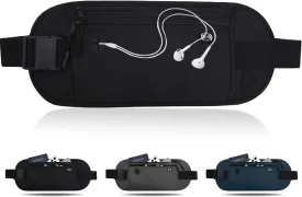 Travel Money Belt - Slim Passport Holder RFID Blocking, Travel Wallet Hidden Pouch Under Clothes, Travel Fanny Pack to Protect Cash, Credit Cards and Documents (Black)