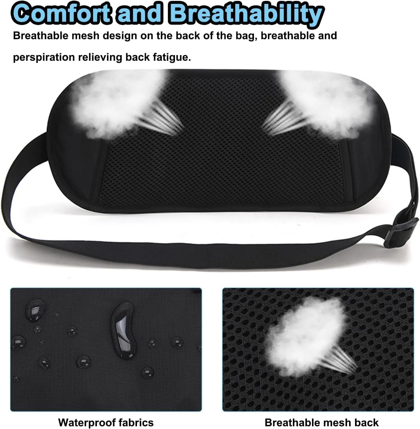 Travel Money Belt - Slim Passport Holder RFID Blocking, Travel Wallet Hidden Pouch Under Clothes, Travel Fanny Pack to Protect Cash, Credit Cards and Documents (Black)