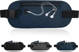 Travel Money Belt - Slim Passport Holder RFID Blocking, Travel Wallet Hidden Pouch Under Clothes, Travel Fanny Pack to Protect Cash, Credit Cards and Documents (Dark Blue)