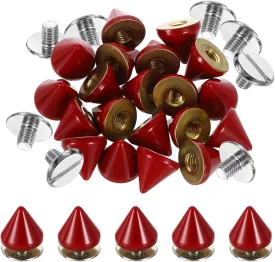 uxcell 20Set Spikes and Studs Kit, 7.5 x 8mm Cone Spikes Punk Rock Rapid Rivets Screw for DIY Leather Craft Belt Bags Shoes Accessories, Red