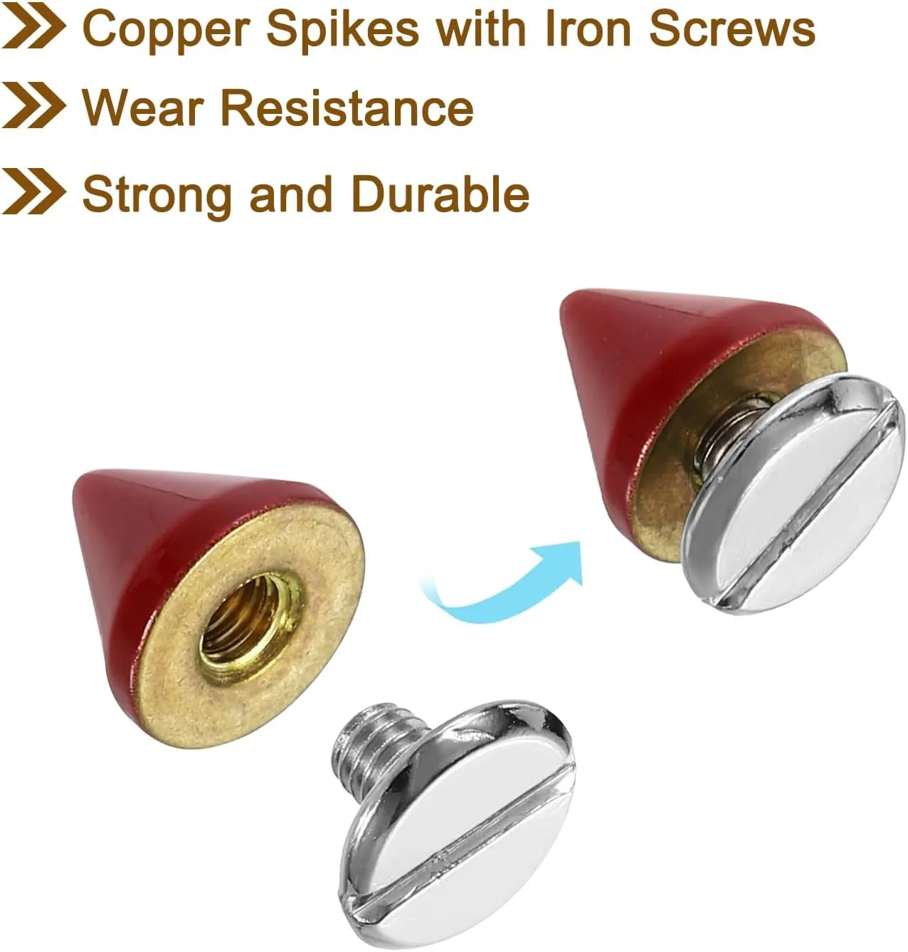 uxcell 20Set Spikes and Studs Kit, 7.5 x 8mm Cone Spikes Punk Rock Rapid Rivets Screw for DIY Leather Craft Belt Bags Shoes Accessories, Red