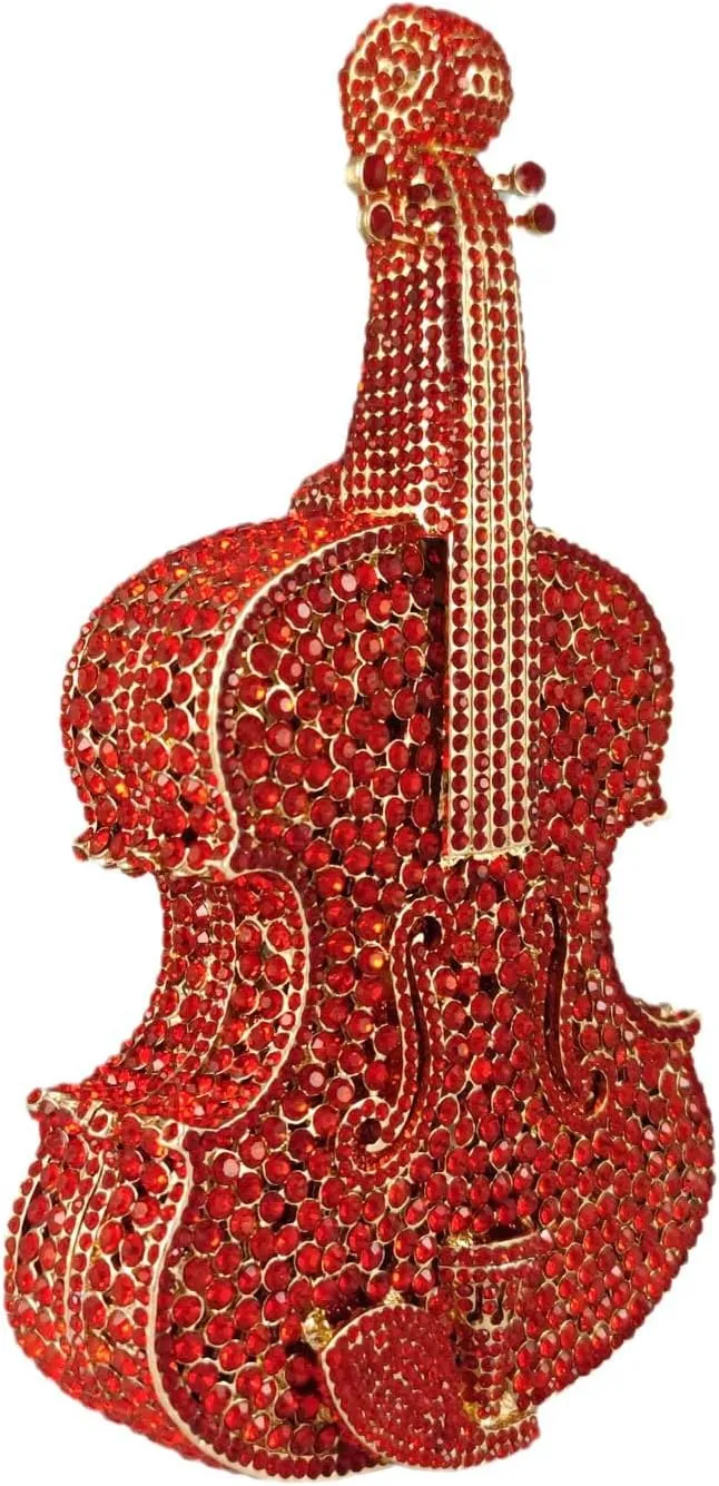 Violin Crystal Clutch Bag Women Novelty Evening Handbags Bridal Party Dinner Rhinestone Clutch Purse Wedding Bag,Mini