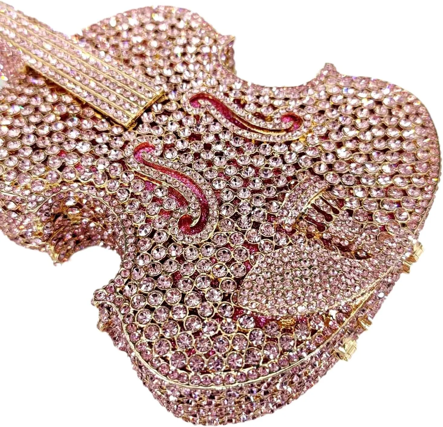 Violin Crystal Clutch Bag Women Novelty Evening Handbags Bridal Party Dinner Rhinestone Clutch Purse Wedding Bag,Mini