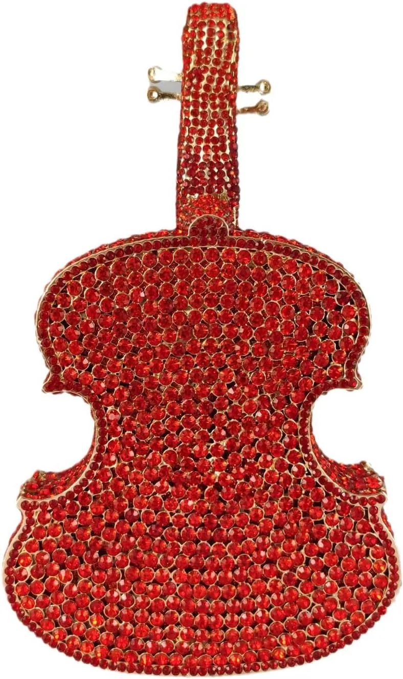 Violin Crystal Clutch Bag Women Novelty Evening Handbags Bridal Party Dinner Rhinestone Clutch Purse Wedding Bag,Mini