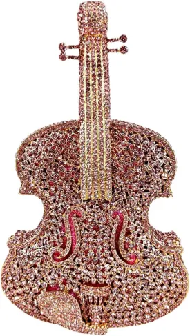 Violin Crystal Clutch Bag Women Novelty Evening Handbags Bridal Party Dinner Rhinestone Clutch Purse Wedding Bag,Mini