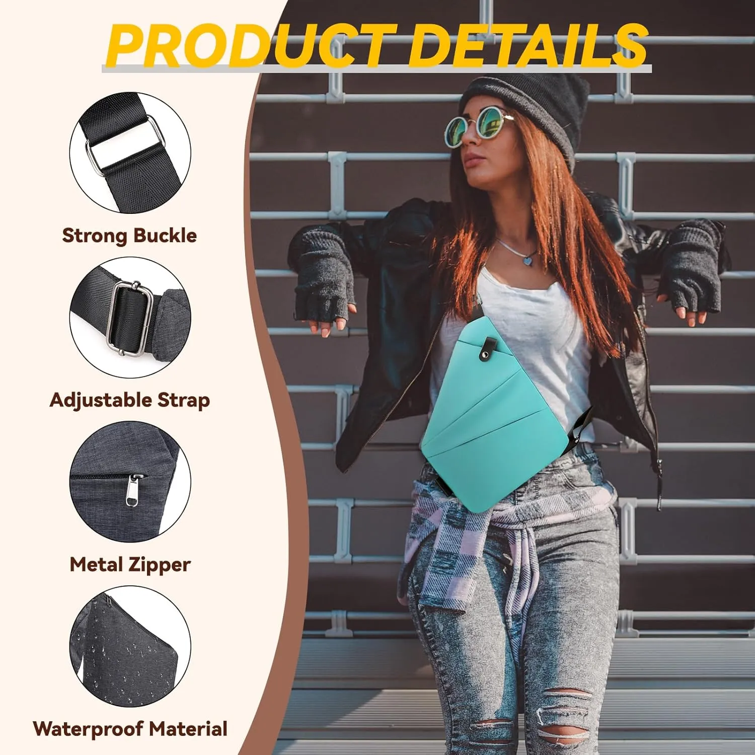 Vipost Anti Theft Crossbody Bags for Women/Men, Multi-Pocket Sling Bag Travel Crossbody Bag for Women with Adjustable Strap