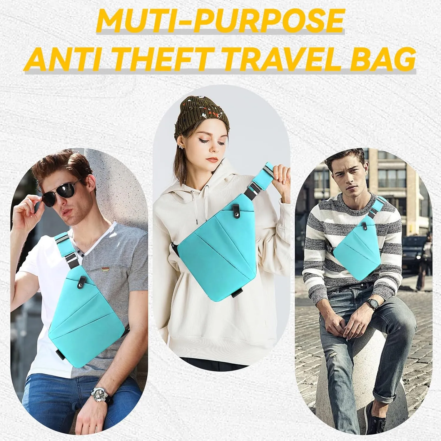 Vipost Anti Theft Crossbody Bags for Women/Men, Multi-Pocket Sling Bag Travel Crossbody Bag for Women with Adjustable Strap