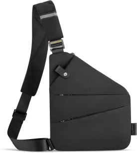 WANDER PLUS Left Shoulder Anti Theft Crossbody Travel Bag for Women Men, Slim Sling Bag with Adjustable Strap