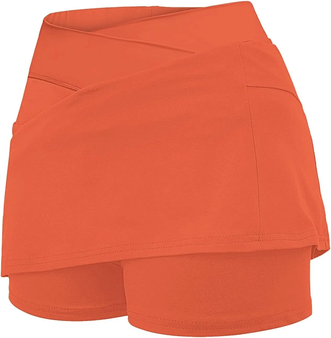 Women's Pocket Pants Solid Mid Waist Culottes Short Skirts Skinny Pants Tennis Skirts