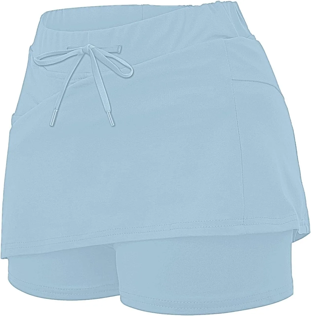 Women's Pocket Pants Solid Mid Waist Culottes Short Skirts Skinny Pants Tennis Skirts