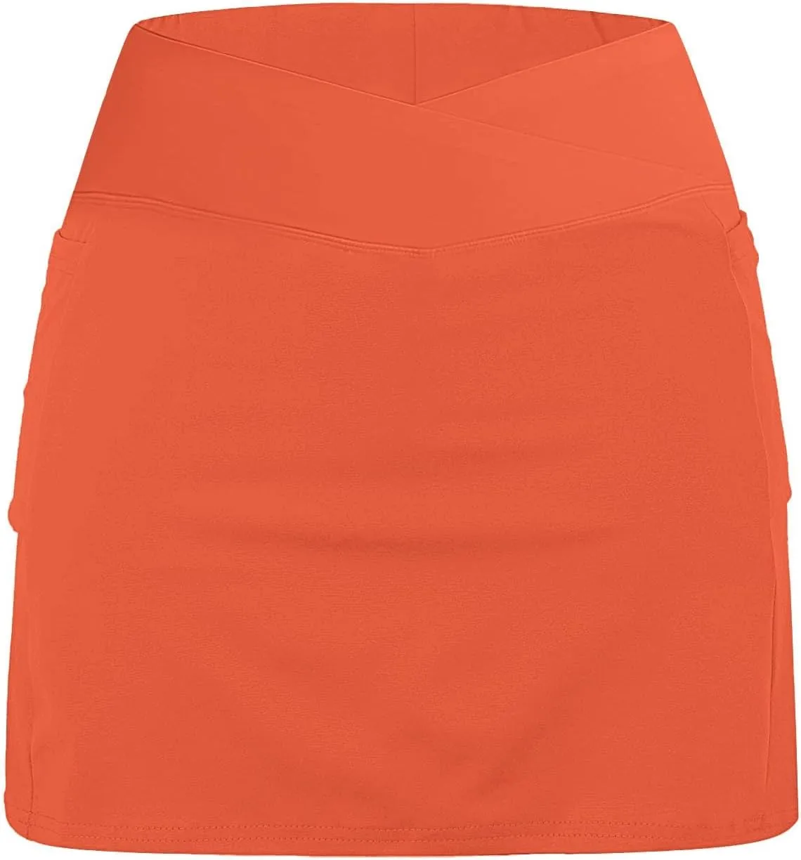 Women's Pocket Pants Solid Mid Waist Culottes Short Skirts Skinny Pants Tennis Skirts