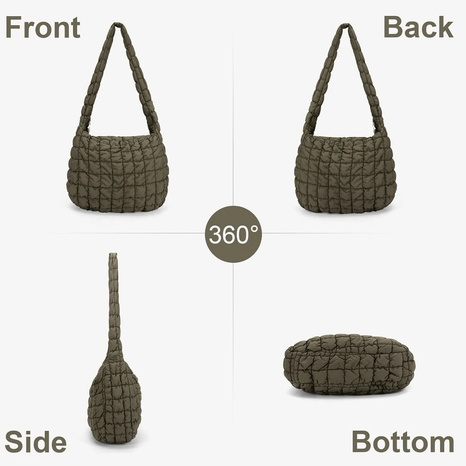 YFGBCX Quilted Tote Bag for Women - Lightweight Puffy Shoulder Bag with Quilted Padding